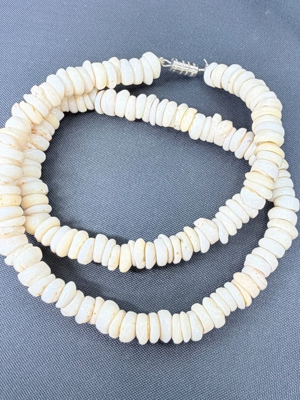 Vintage Puka Shell Necklace Surfer Beach Boho Fashion Barrel Clasp, 16